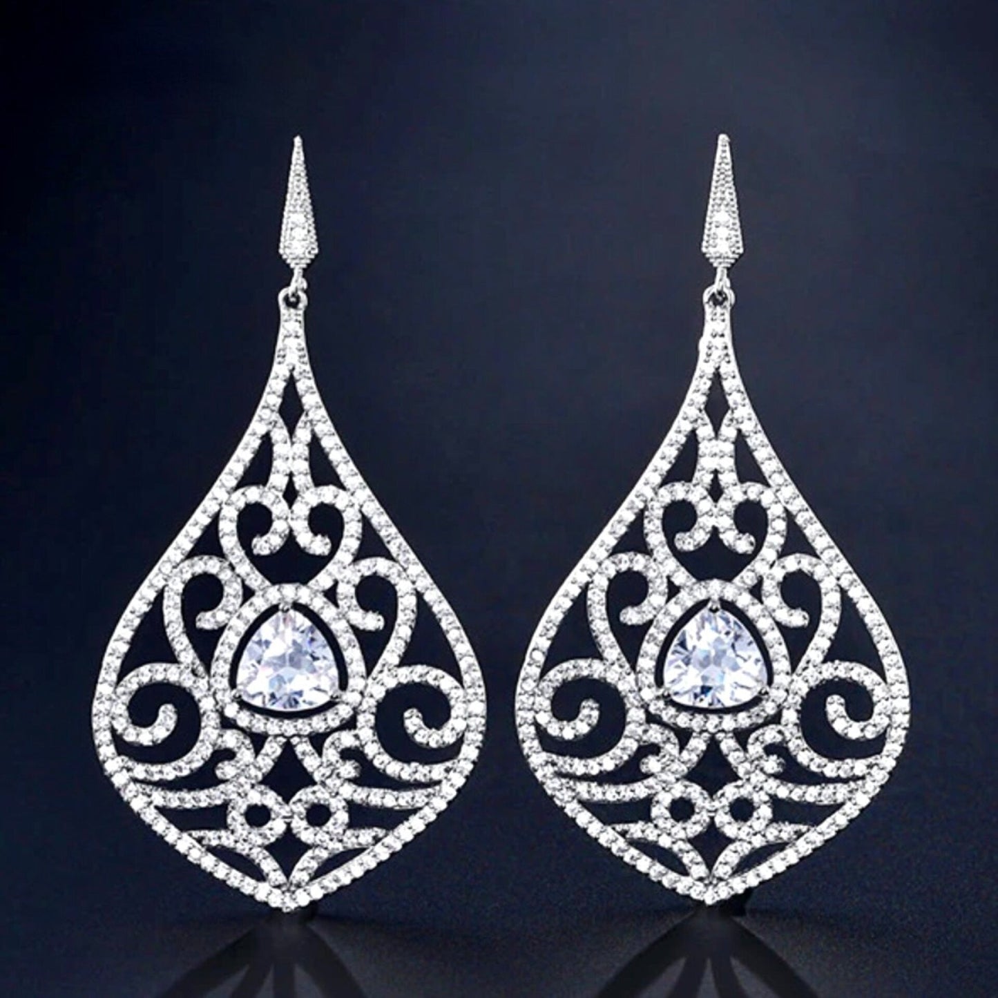 "Amari" - Cubic Zirconia Bridal Earrings - Available in Silver and Rose Gold