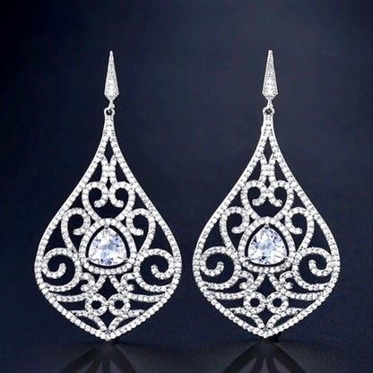 "Amari" - Cubic Zirconia Bridal Earrings - Available in Silver and Rose Gold