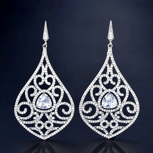 "Amari" - Cubic Zirconia Bridal Earrings - Available in Silver and Rose Gold
