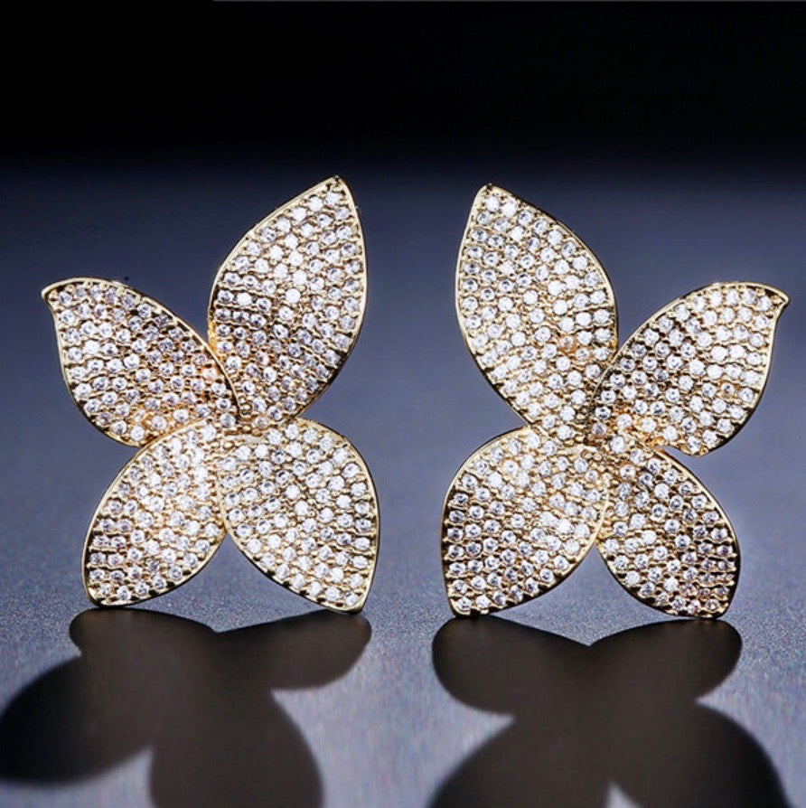 Zinnia - Cubic Zirconia Bridal Earrings - Available in Silver, Rose Gold and Yellow Gold