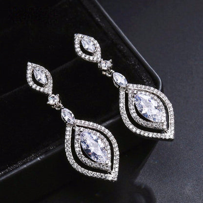 "Mae" - Silver Cubic Zirconia Bridal Earrings