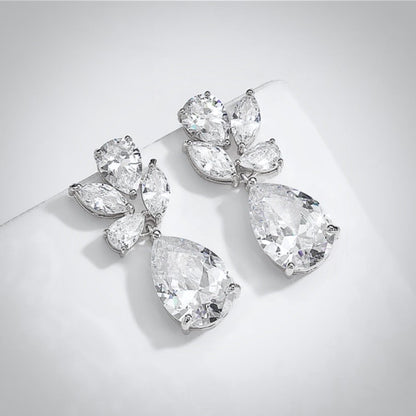 "Arista" - Cubic Zirconia Bridal Drop Earrings - Available in Rose Gold and Silver