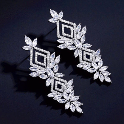 Lyra - Silver Cubic Zirconia Bridal Earrings