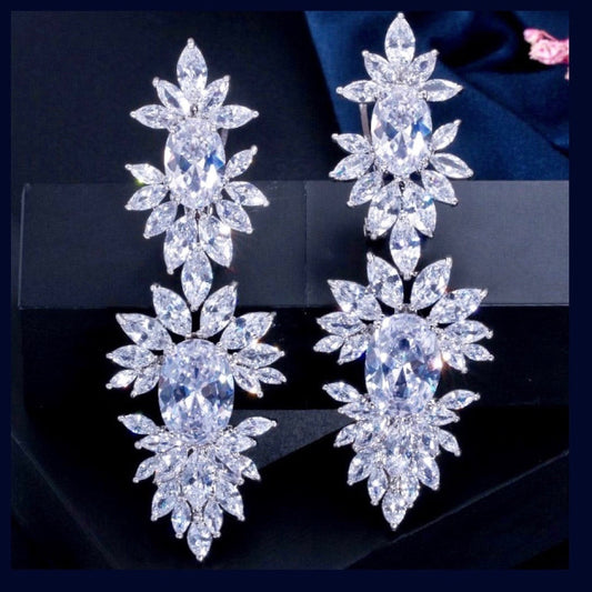 Elysia - Silver Cubic Zirconia Bridal Earrings