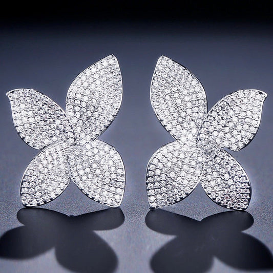 Zinnia - Cubic Zirconia Bridal Earrings - Available in Silver, Rose Gold and Yellow Gold