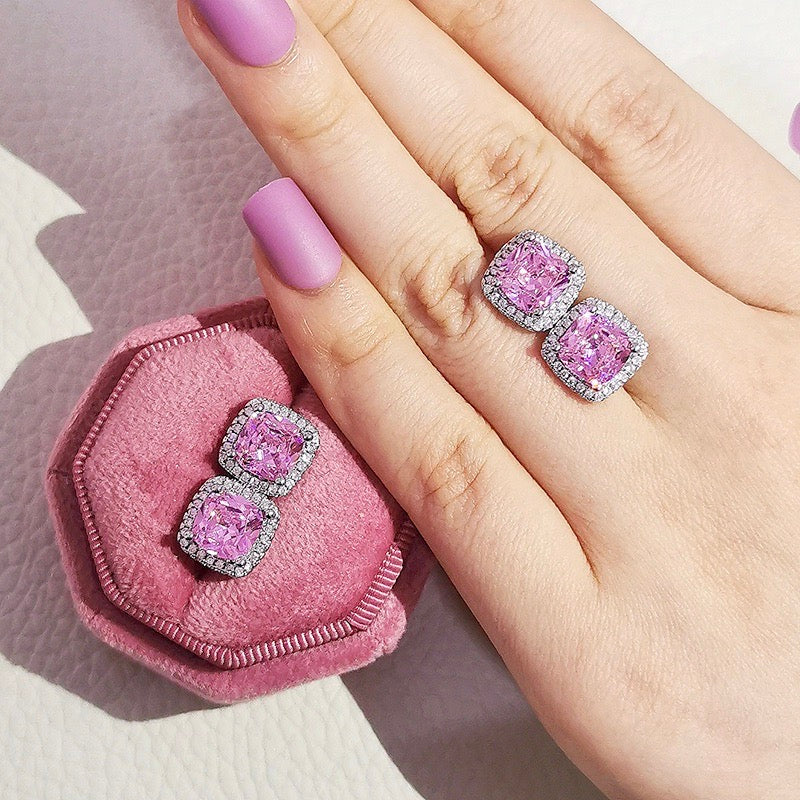 "Thalia" - Square Cubic Zirconia Stud Earrings