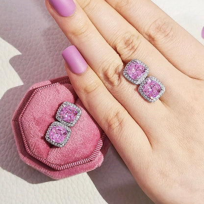 "Thalia" - Square Cubic Zirconia Stud Earrings