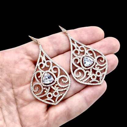 "Amari" - Cubic Zirconia Bridal Earrings - Available in Silver and Rose Gold