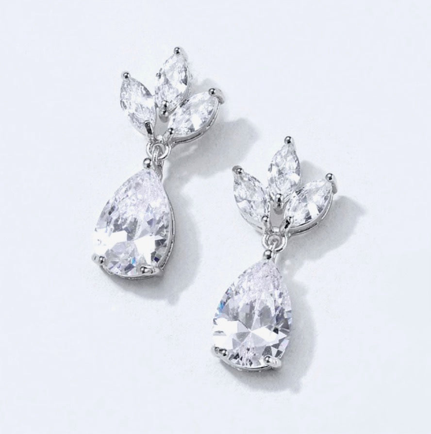 Cody - Cubic Zirconia Bridal Earrings - Available in Silver, Rose Gold and Yellow Gold