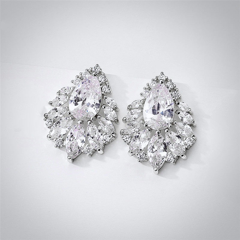 Maiky - Cubic Zirconia Bridal Earrings - Available in Silver, Rose Gold and Yellow Gold