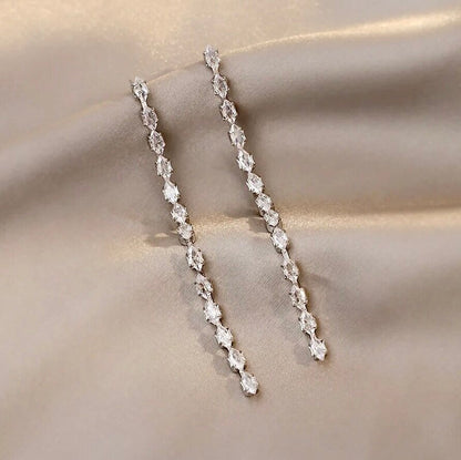 "Ellora" - Long Cubic Zirconia Bridal Earrings