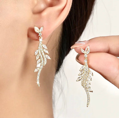 "Adelyn" - Cubic Zirconia Bridal Earrings - Available in Silver and Gold