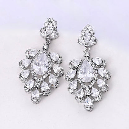 Octavia - Silver Cubic Zirconia Bridal Earrings