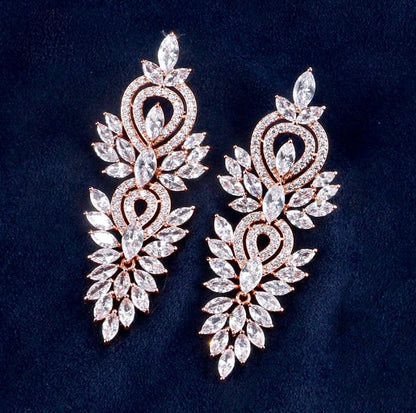 Haylani - Cubic Zirconia Bridal Earrings - Available in Silver, Rose Gold and Yellow Gold