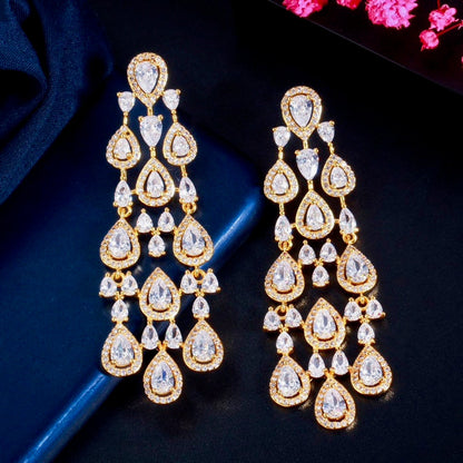 Aspen - Luxurious Cubic Zirconia Bridal Earrings - Available in Silver and Gold