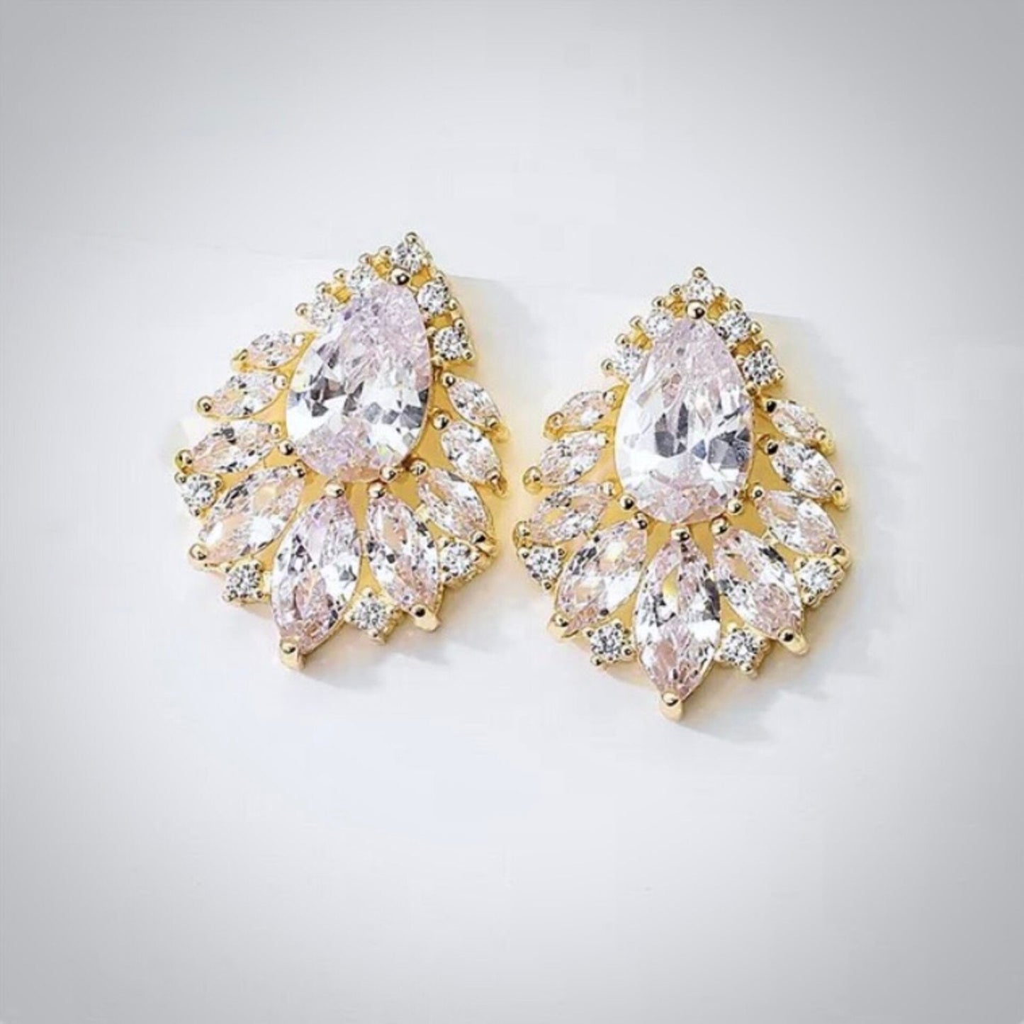Maiky - Cubic Zirconia Bridal Earrings - Available in Silver, Rose Gold and Yellow Gold