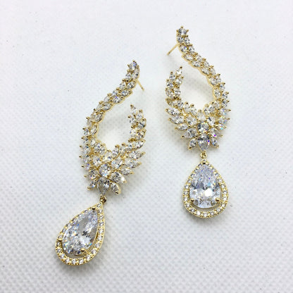 Glenda - Cubic Zirconia Bridal Earrings - Available in Silver and Gold