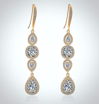 Michelle - Cubic Zirconia Bridal Earrings - Available in Silver, Rose Gold and Yellow Gold