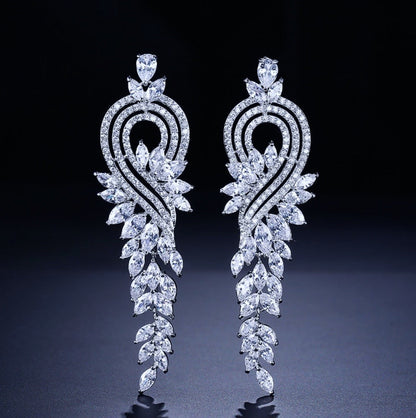 Leona - Silver Cubic Zirconia Bridal Earrings