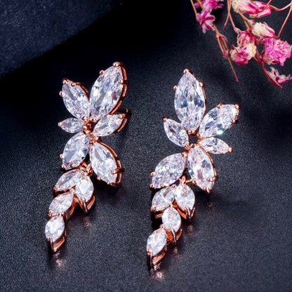 Vivienne - Cubic Zirconia Bridal Earrings - Available in Silver, Rose Gold and Yellow Gold