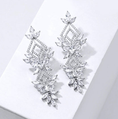 Lyra - Silver Cubic Zirconia Bridal Earrings
