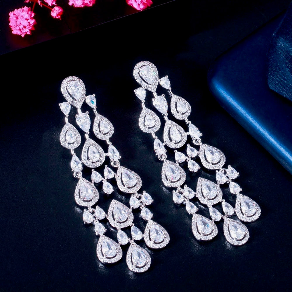 Aspen - Luxurious Cubic Zirconia Bridal Earrings - Available in Silver and Gold