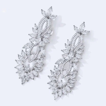 Giselle - Silver Cubic Zirconia Bridal Earrings