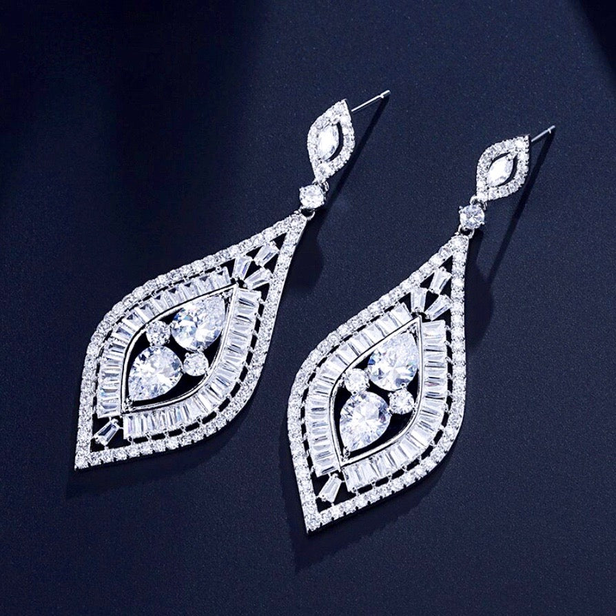Starling - Silver Cubic Zirconia Bridal Earrings
