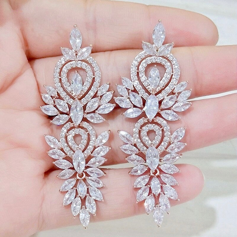 Haylani - Cubic Zirconia Bridal Earrings - Available in Silver, Rose Gold and Yellow Gold