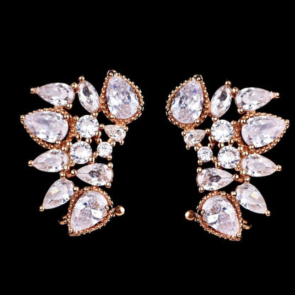 "Rielle" - CZ Bridal Climber Earrings - Available in Silver, Rose Gold and Yellow Gold
