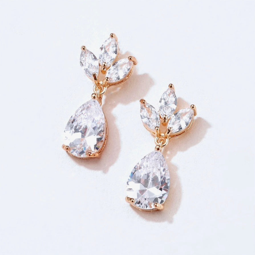 Cody - Cubic Zirconia Bridal Earrings - Available in Silver, Rose Gold and Yellow Gold