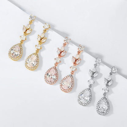 Parker - Cubic Zirconia Bridal Earrings - Available in Rose Gold, Silver and Yellow Gold