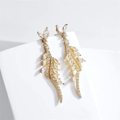 "Adelyn" - Cubic Zirconia Bridal Earrings - Available in Silver and Gold
