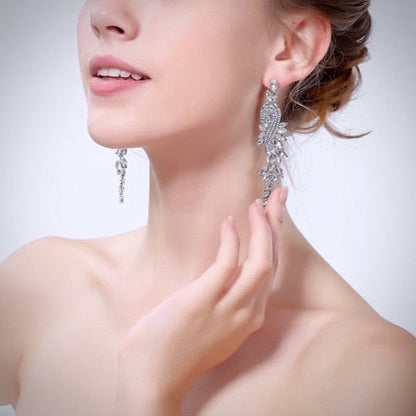 Leona - Silver Cubic Zirconia Bridal Earrings