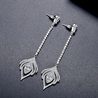 "Skylar" - Silver Cubic Zirconia Bridal Earrings