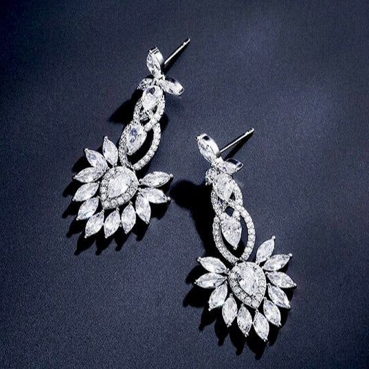 Tatiana - Silver Cubic Zirconia Bridal Earrings