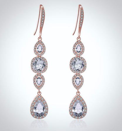 Michelle - Cubic Zirconia Bridal Earrings - Available in Silver, Rose Gold and Yellow Gold