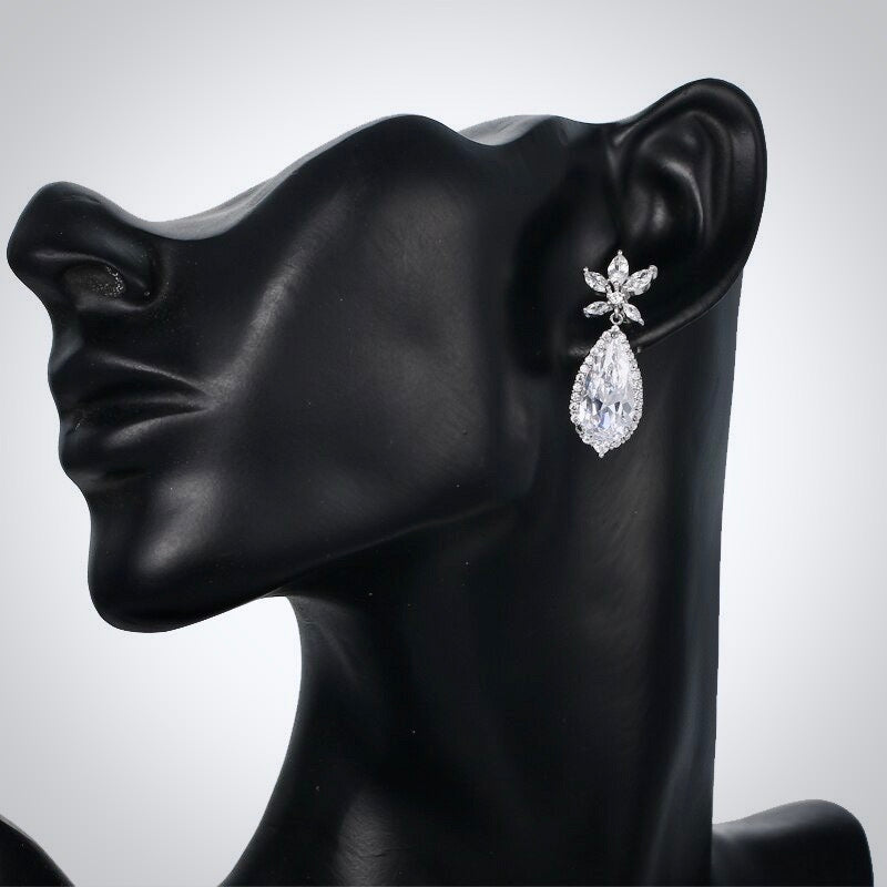 Calista - Cubic Zirconia Bridal Earrings - Available in Rose Gold and Silver