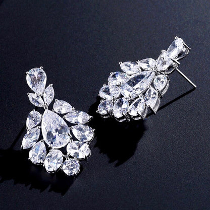 Nala - Silver Cubic Zirconia Bridal Earrings