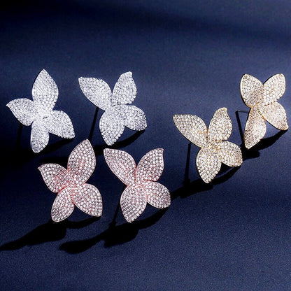 Zinnia - Cubic Zirconia Bridal Earrings - Available in Silver, Rose Gold and Yellow Gold