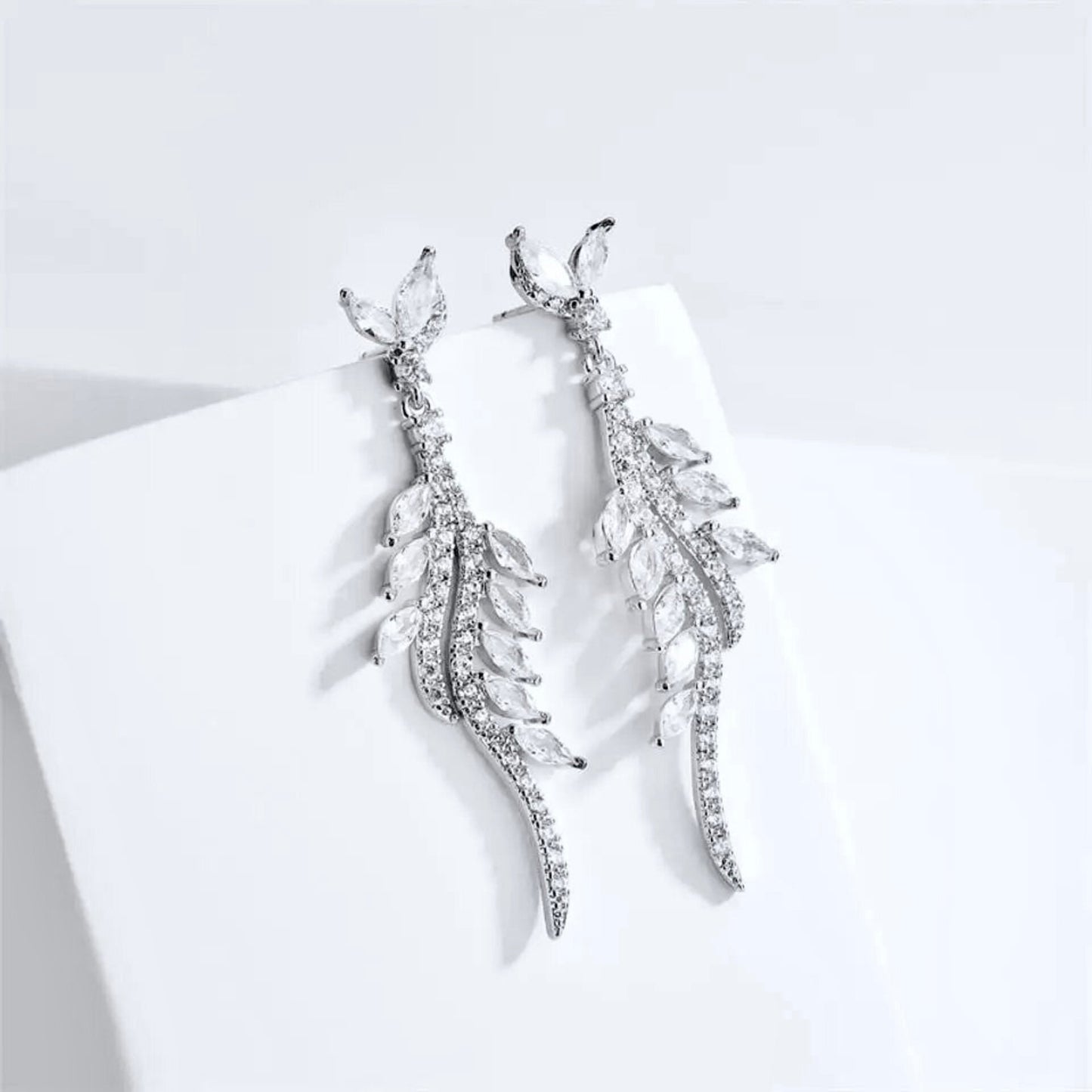 "Adelyn" - Cubic Zirconia Bridal Earrings - Available in Silver and Gold