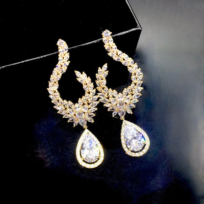Glenda - Cubic Zirconia Bridal Earrings - Available in Silver and Gold
