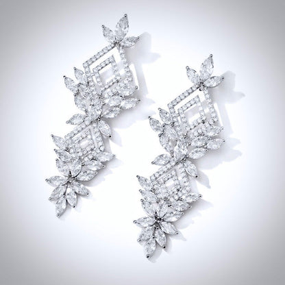 Lyra - Silver Cubic Zirconia Bridal Earrings