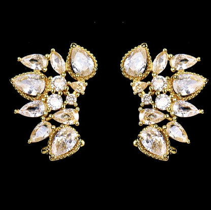 "Rielle" - CZ Bridal Climber Earrings - Available in Silver, Rose Gold and Yellow Gold