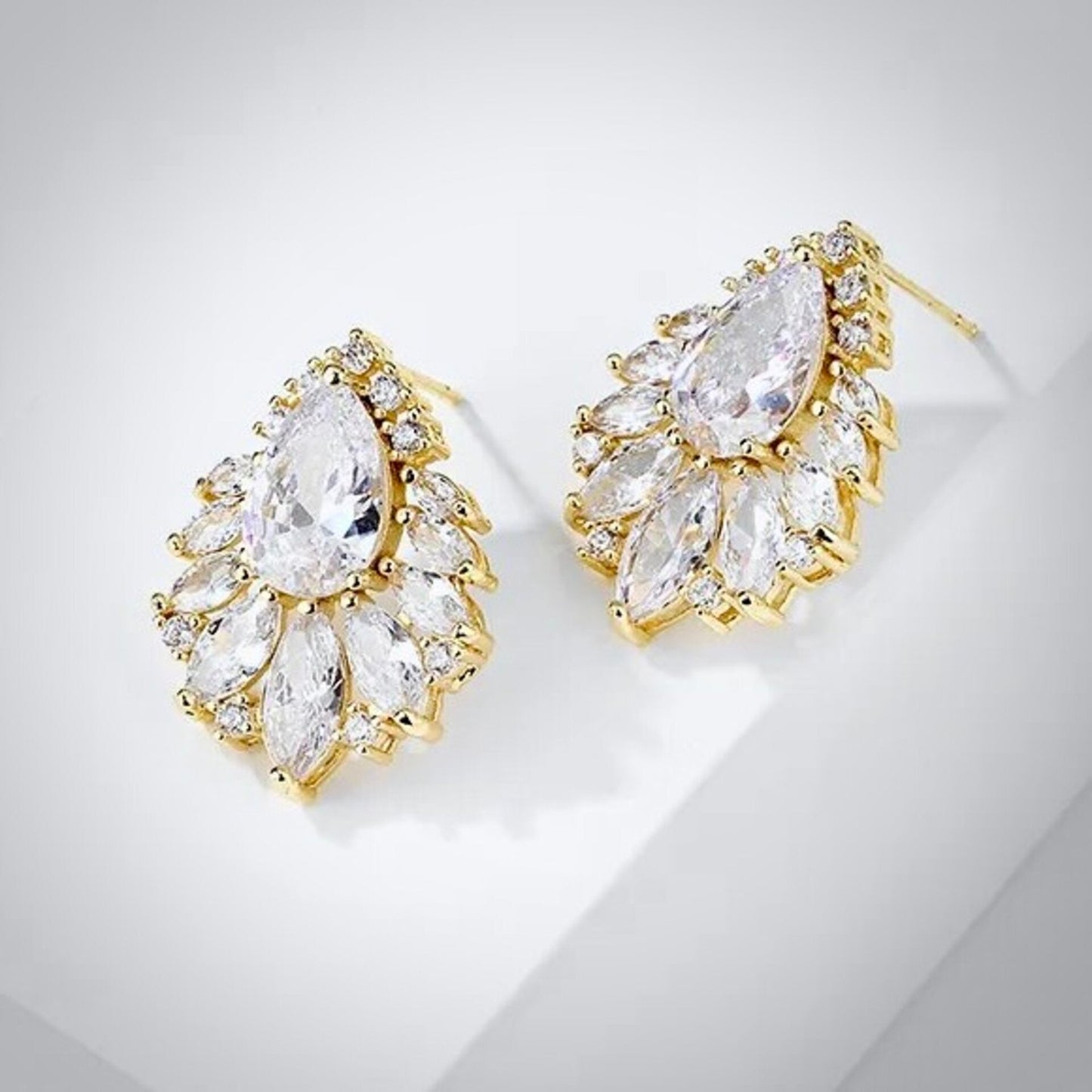 Maiky - Cubic Zirconia Bridal Earrings - Available in Silver, Rose Gold and Yellow Gold