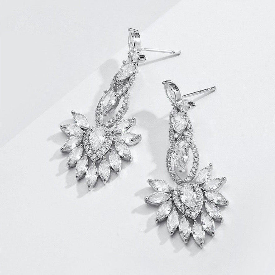 Tatiana - Silver Cubic Zirconia Bridal Earrings