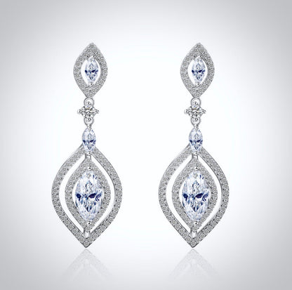 "Mae" - Silver Cubic Zirconia Bridal Earrings