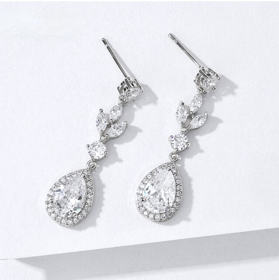 Parker - Cubic Zirconia Bridal Earrings - Available in Rose Gold, Silver and Yellow Gold