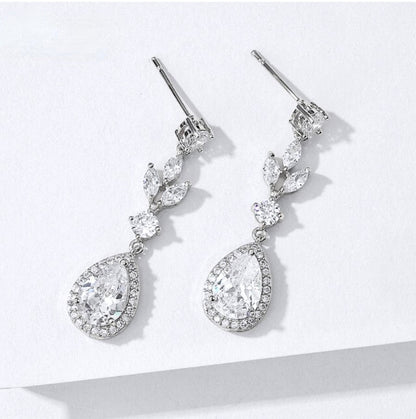 Parker - Cubic Zirconia Bridal Earrings - Available in Rose Gold, Silver and Yellow Gold