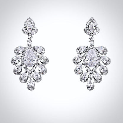 Octavia - Silver Cubic Zirconia Bridal Earrings